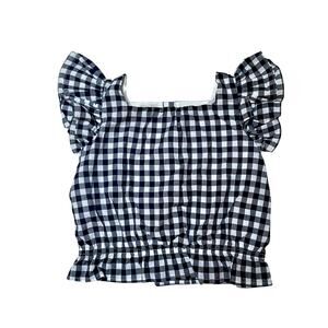 NWT Janie and Jack Gingham Ruffle Sleeve Top Size 6